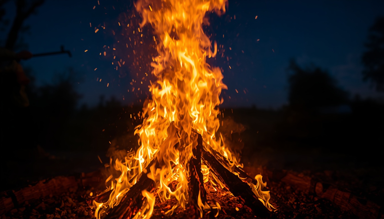 Fuego de San Juan en el campo